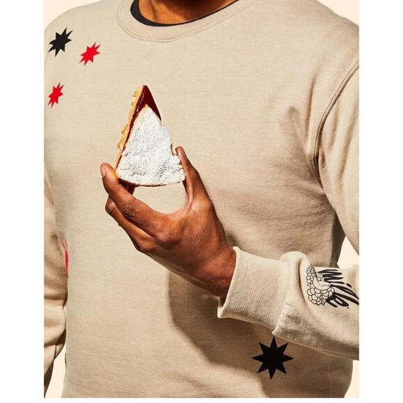 Milk Bar x Fruit of the Loom Limited Wdition Joliday Starburst Crew, tan size M - Picture 2 of 8